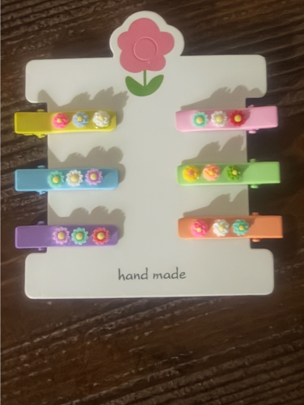 Hand Made Kids Floral Hair Clips Set - Pastel Multi-Color
